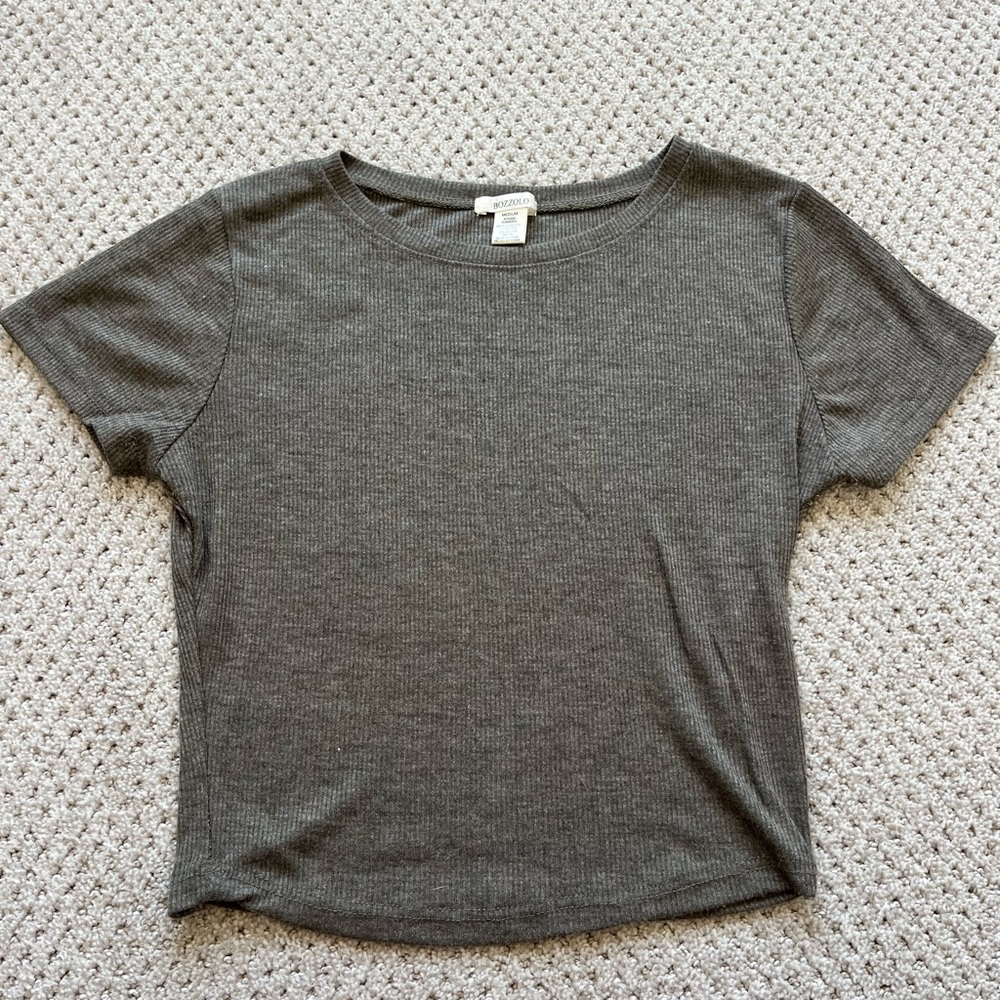 Women's Gray Ribbed Top